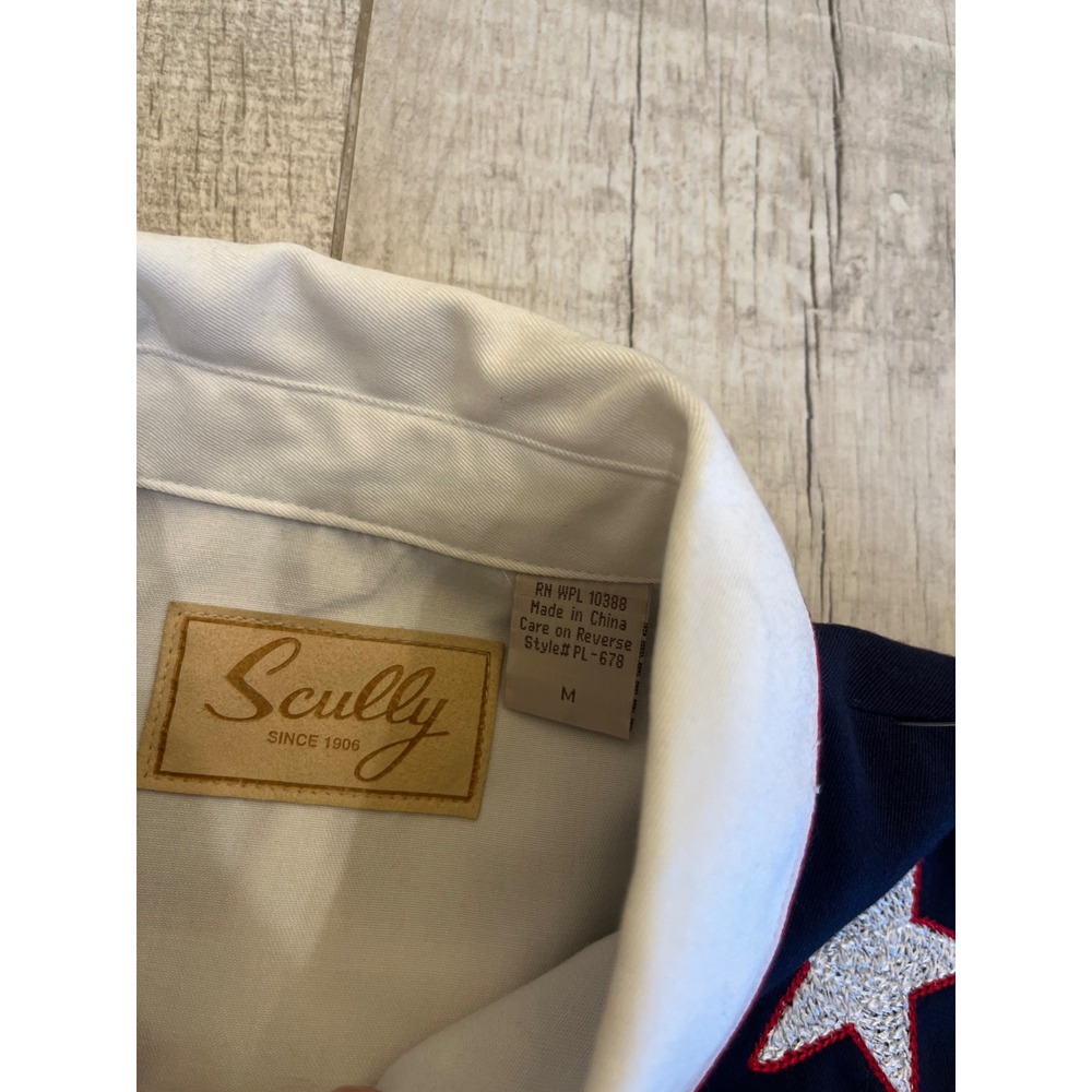 Scully Western Collection Star Embroidered Patriotic Shirt White Navy Red PL-678 - Picture 2 of 7